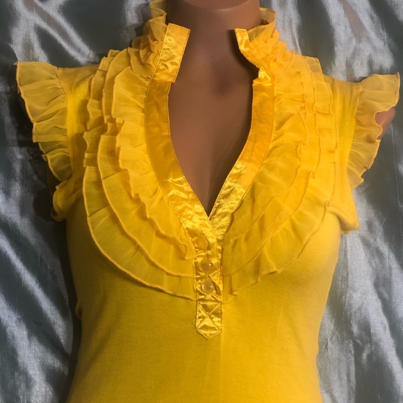 Canary yellow stretch dress tee,M - Picture 2 of 5